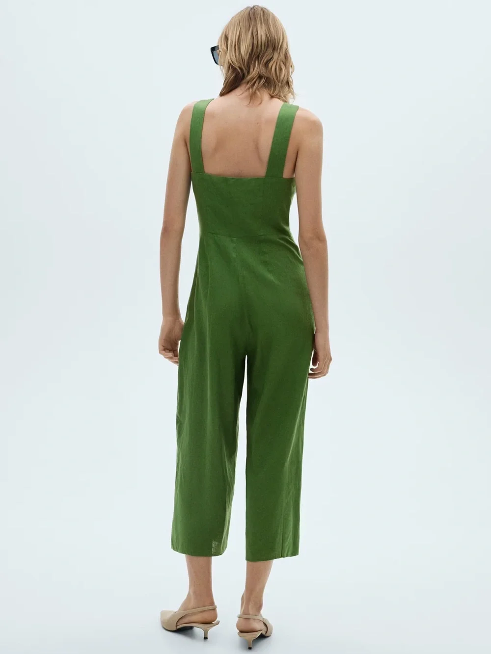 Mango Green straight fit linen jumpsuit NWT